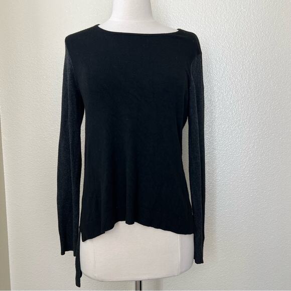 Eileen Fisher Sweaters - Eileen Fisher black gray contrast high low sweater long sleeve tee